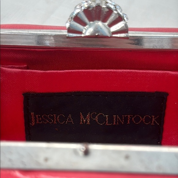 Jessica McClintock glossy Red with silver tone hardware Clutch - Picture 8 of 8
